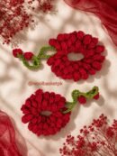 Handmade Crochet Rose Gajray Pair - Floral Hair Accessories