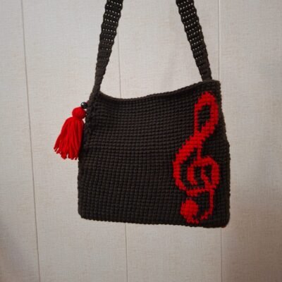 Handmade Crochet Music Note Tote Bag