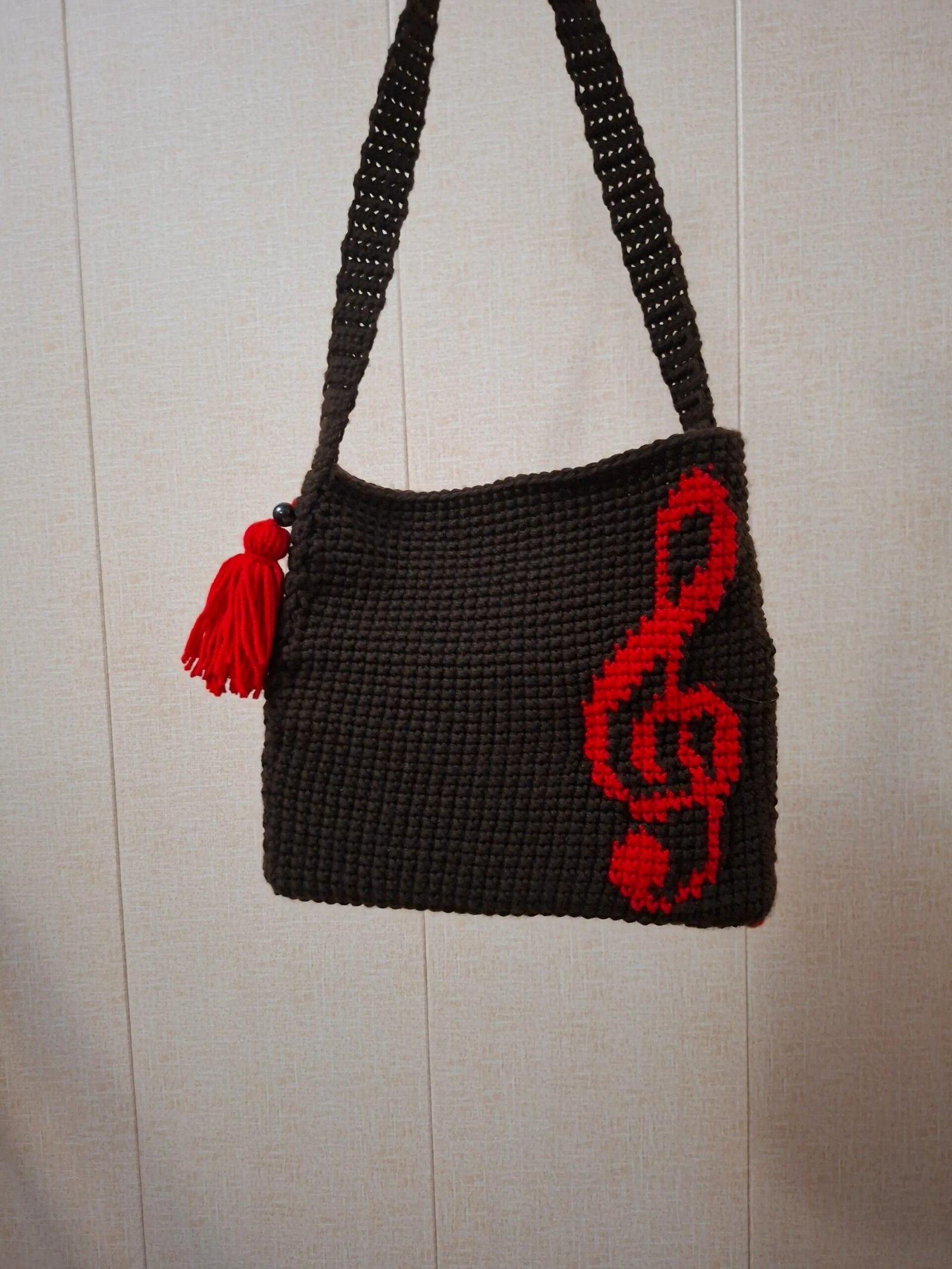 Handmade Crochet Music Note Tote Bag