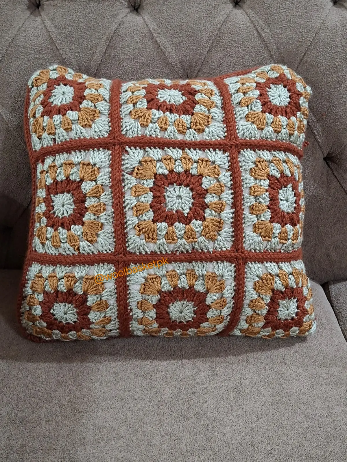 Crochet Handmade Granny Square Cushion Cover/Pillow
