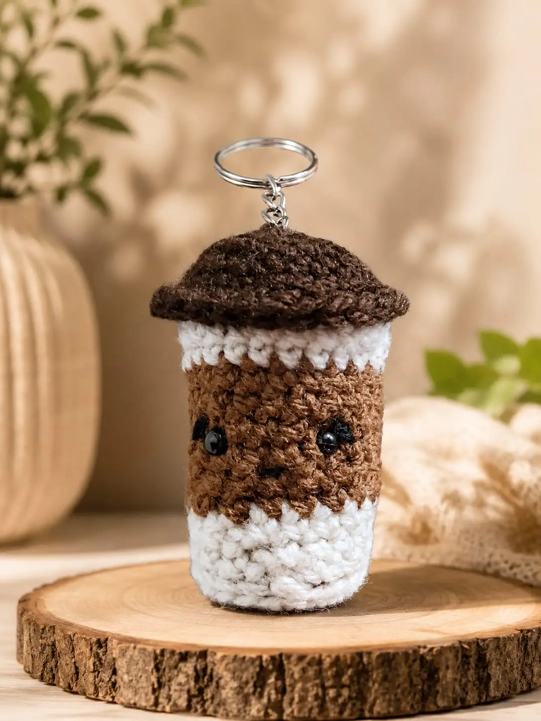 Kawaii Crochet Coffee Cup Keychain Bagcharm