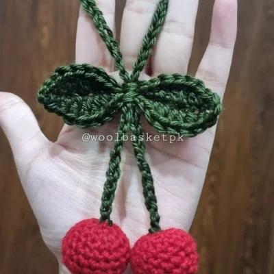 Crochet Cherry Bag Charm