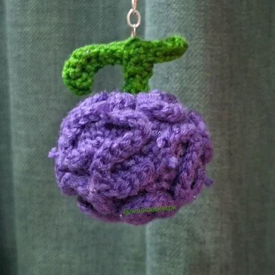 Crochet Devil Fruit Bag Charm – One Piece Inspired Handmade Keychain