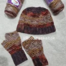 Crochet Winter Beanie & Fingerless Gloves Set – Autumn Earth Tones