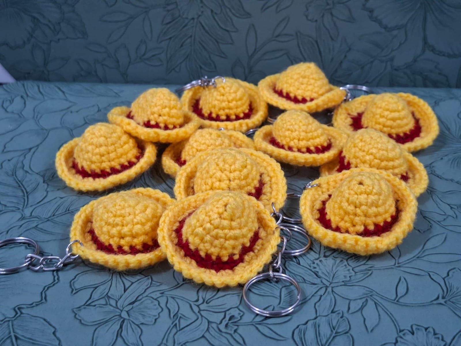 Crochet luffy hat keychain