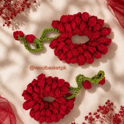 Handmade Crochet Rose Gajray Pair - Floral Hair Accessories