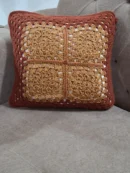 Crochet Handmade Granny Square Cushion Cover/Pillow Rust
