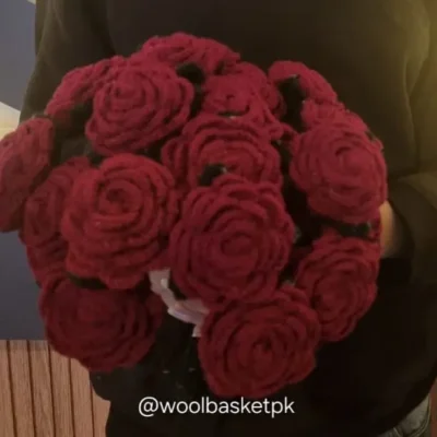 Crochet Red Rose Single Flower