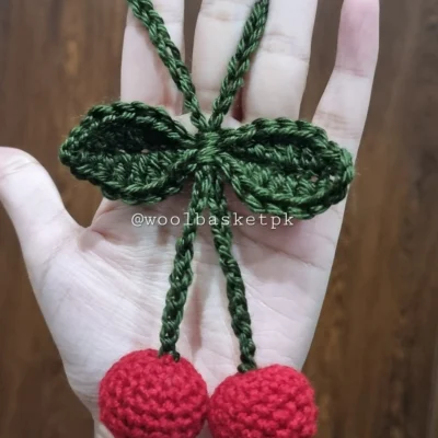 Crochet Cherry Bag Charm