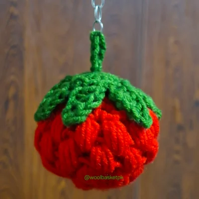 Crochet Strawberry Bag Charm & Keychain